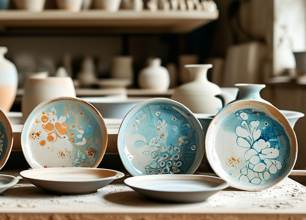 hand-painted ceramic plate in tableware production custom dinnerware set manufacturer